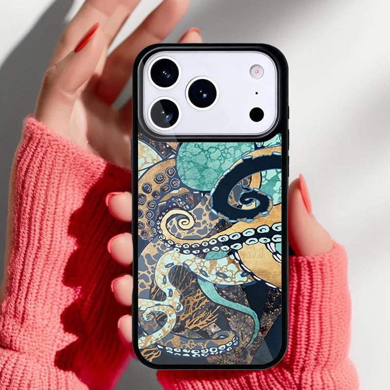 Морские обитатели Осьминог Мягкий чехол для телефона для iPhone 17 16 15 14 13 Pro Max Задняя крышка для 12 11 Pro Coque