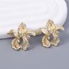 New InS-style Irregular Golden Flower Stud Earrings In a Korean Niche Retro Metal French Cold Style