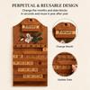 Festive Wooden Perpetual Calendar with Adjustable Month and Date Blocks Holiday Markers Rustic Hummingbird Floral Decor for Home Office Kitchen