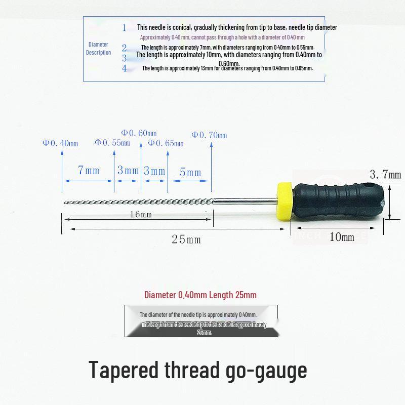 Резьбовая сверхтонкая стальная игла для чистки 0,05 мм для клапана калибра-пробки