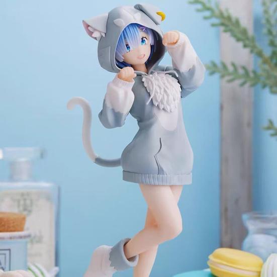 Стоячая Поза Яркое Выражение Длинный Хвост Аниме Фигурка Японские Животные Уши Толстовка Девушка Аниме Кукла Статуэтка Домашний Декор