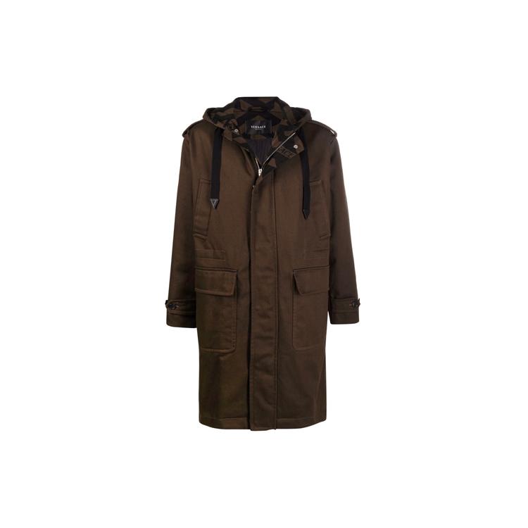VERSACE Coats Men's Brown Hooded Moderate 10025071-A01845-1K250