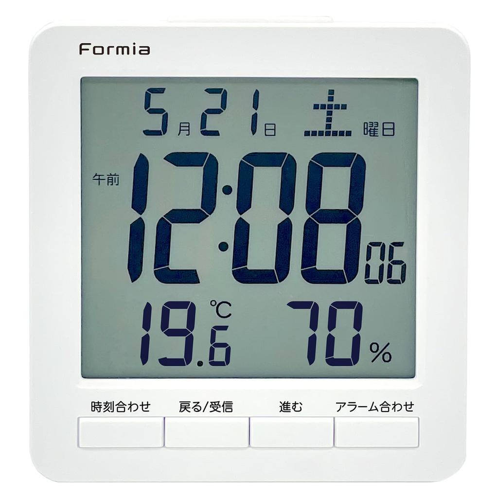 Цифровые часы Formia с будильником и датой, подходят для Hodogaya Electronics, Белые, Радиоуправляемые, Большой, Легко читаемый дисплей температуры, влажности,