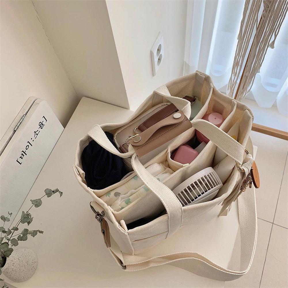 Canvas Tote Bag Handbag Women Crossbody Shoulder Bag Multifunctional Mommy Diaper Bag with Multiple