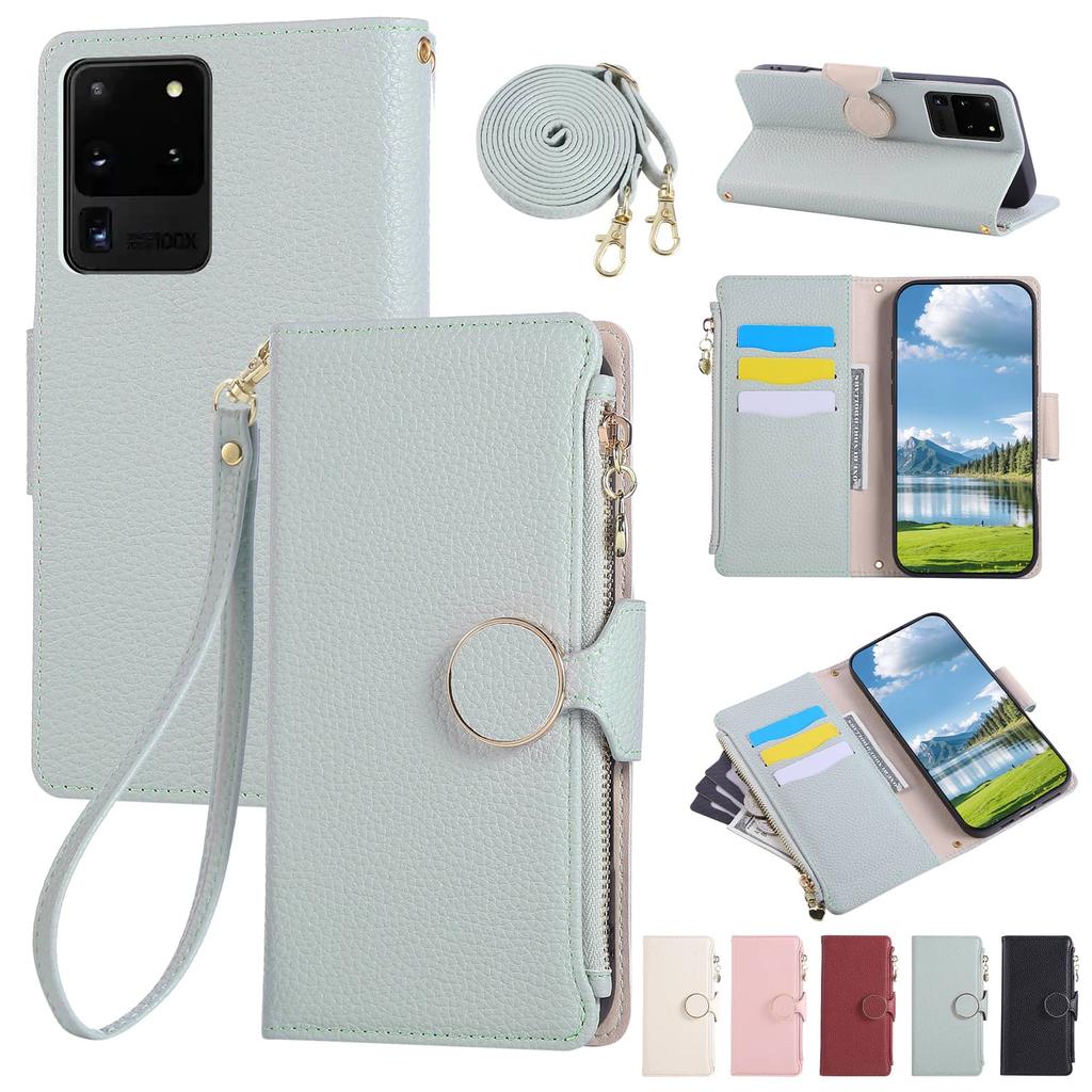 Для Samsung Galaxy S20 Ultra S10 Plus Note 20 Ultra 10 Note Чехол-бумажник с ремешком через плечо Держатель для карт Магнитная застежка Обложка