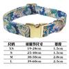 Floral Metal Engraved Custom Pet Collar Traction Rope For Medium Large Dogs Cats