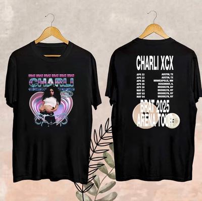 Горячий! Хлопковая черная футболка Charli XCX Brat Arena Tour UR455