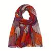 Leaf Print Polyester Muslim Scarf Year Round Vintage Color Block Bohemian Shawl Women's Warm Hijab Scarf