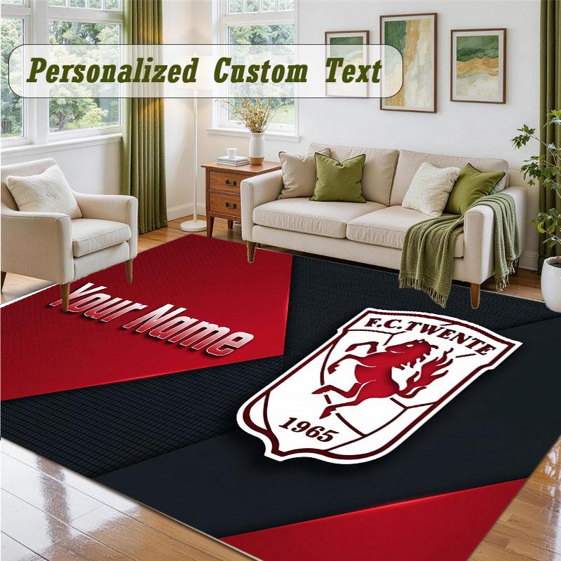 Crystal Velvet Square Rug Custom NameFC Twente Pattern Non Slip Home Floor Decor Rug