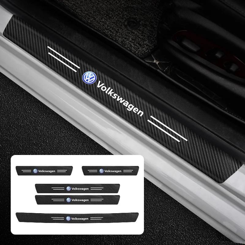 HIJK1 New Car Door Sill Plate Sticker Anti-scratch Strip Trunk Protection Decals For VW Beetle Polo Touran Golf Passat Bora Jetta