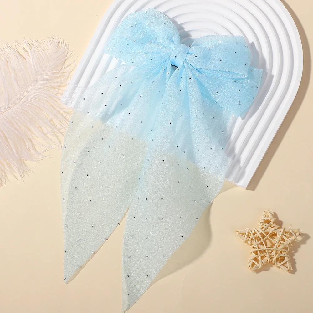 LOVEKIKI 1PCS Elegant Large Bow Ribbon Hair Clip Women Simple Polka Dot Hairgripes Ponytail Bow Hairpin Girls Hair Accessories