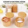 Bamboo Salt Cellar Bowl Large Capacity Salt Container Kitchen Holder  Store Pepper Seasoning