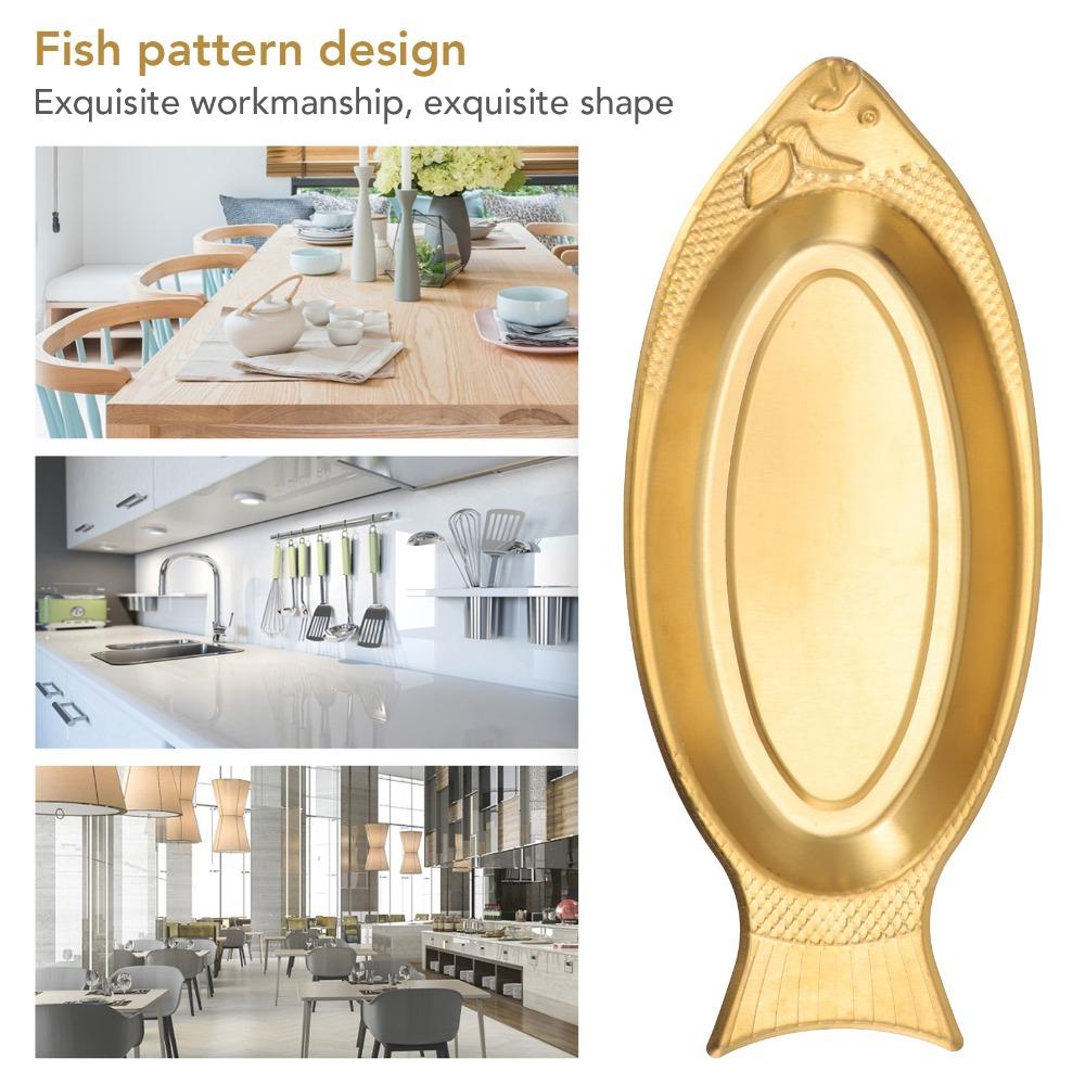 Stainless Steel Fish Shaped Plate Decorative Appetizer Tray Fish Serving Platter  Home Restaurant