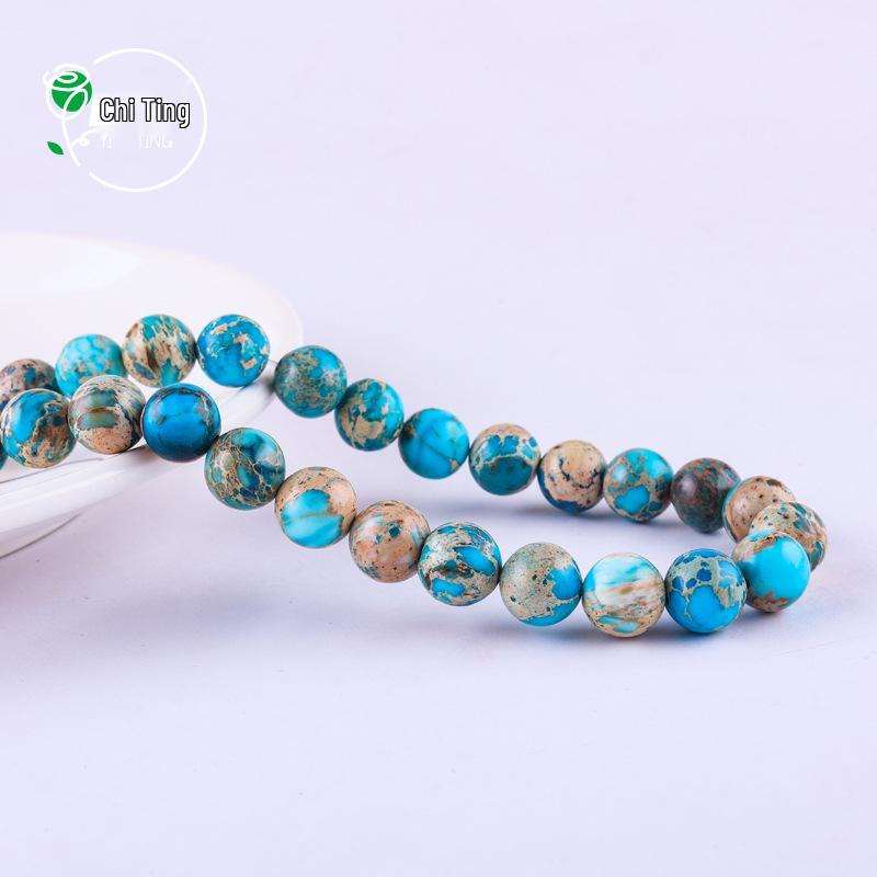 Hulan Emperor Stone Round Bead Necklace: Handmade Loose Beads for Jewelry, Bracelet, and DIY Crystal Beading Accessories.
