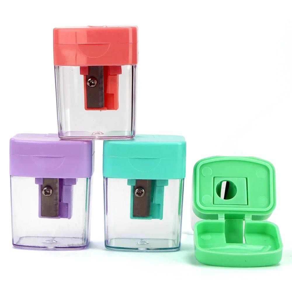 Школьные канцелярские товары призы для учеников двухдырочная многофункциональная точилка для карандашей цвета макарон с крышкой 613A-2-MC