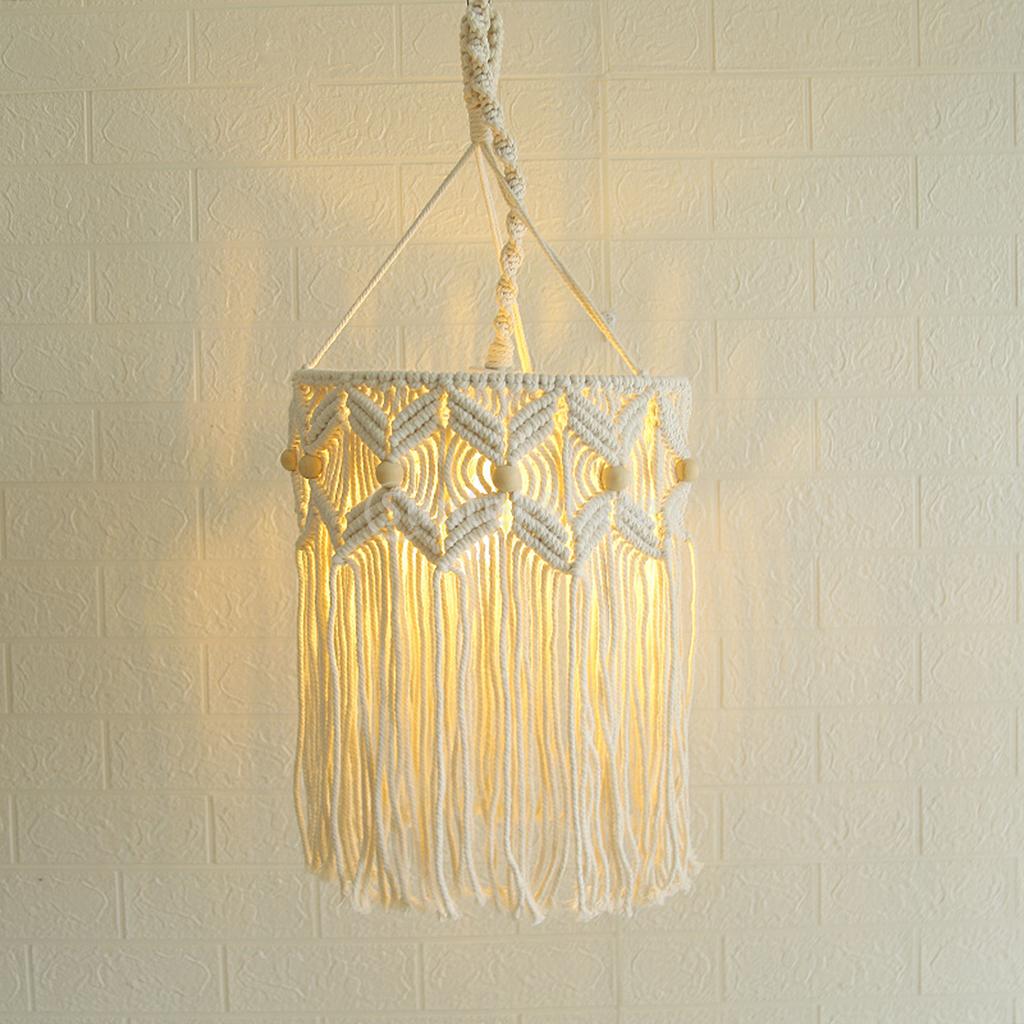 Handmade Macrame Light Shade Chandeliers Hanging Light Cover Light Shade Macrame Woven Tapestry Boho Chic Home Room Decoration