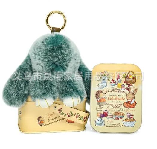 Easter Plush Rabbit Keychain Soft and Cute Bunny Charm Comes With Easter Egg Tin Box Adorable Cartoon Design PerfectHoliday Gift