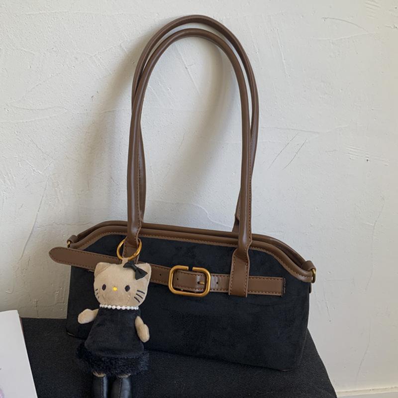 Корейская версия ретро нишевой замшевой сумки подмышку женская 2025 осень зарубежный стиль повседневная рабочая сумка-тоут на плечо