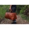 Full Grain Leather Duffle Bag: Brown Weekender Travel Holdall