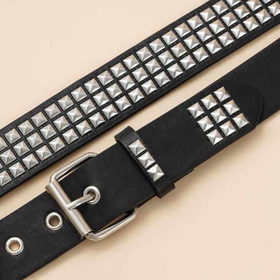 Punk Style Studded Belt Square Rivets Adjustable Straps Rock Waistband Women Girls Gothic Scene Accessories
