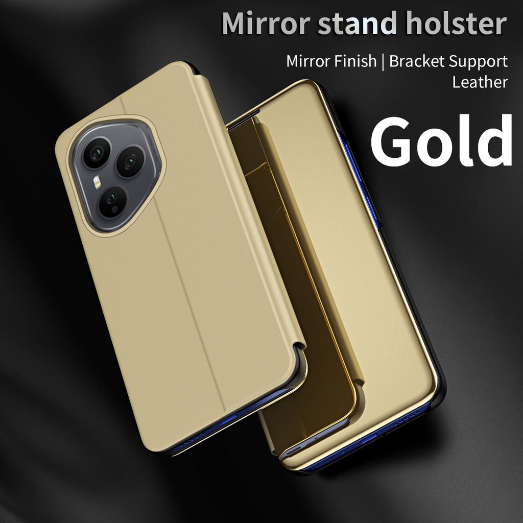 Mirror Folding Stand Cases For Honor 400 Pro Flip Leather Kickstand Phone Case For Honor 200 400 Lite 300 Pro Full Cover Bumper
