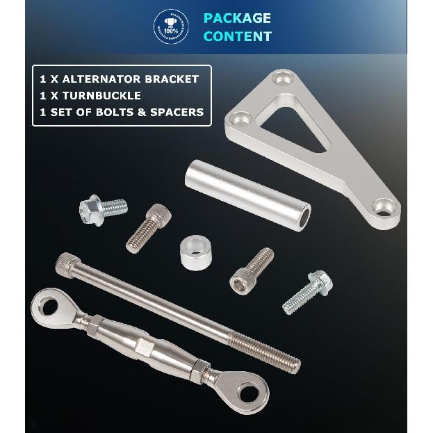 Комплект регулируемого кронштейна генератора из заготовки для Chevy SBC 305 327 350 383 5.0L 5.7L V8 Восьмицилиндровый Длинный водяной насос Полированный алюминий Для Chevy Small