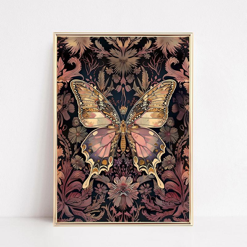 Butterfly Romantic Floral Boho Posters and Prints Canvas Printing Vintage Wall Art Picture for Living Room Home Decor Gifts
