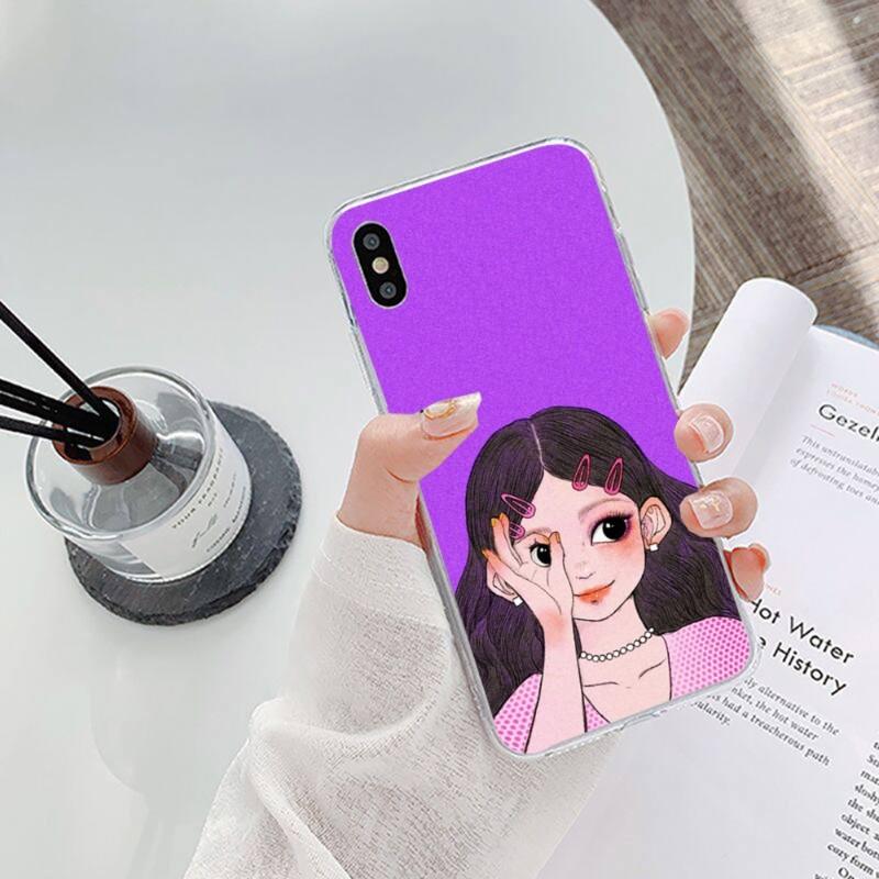 Sweet Girl Hand Drawns Phone Case For IPhone 14 13 12 11 XS X 8 7 6 Plus Mini Pro Max SE 2022 Soft Transparent Phone Cover