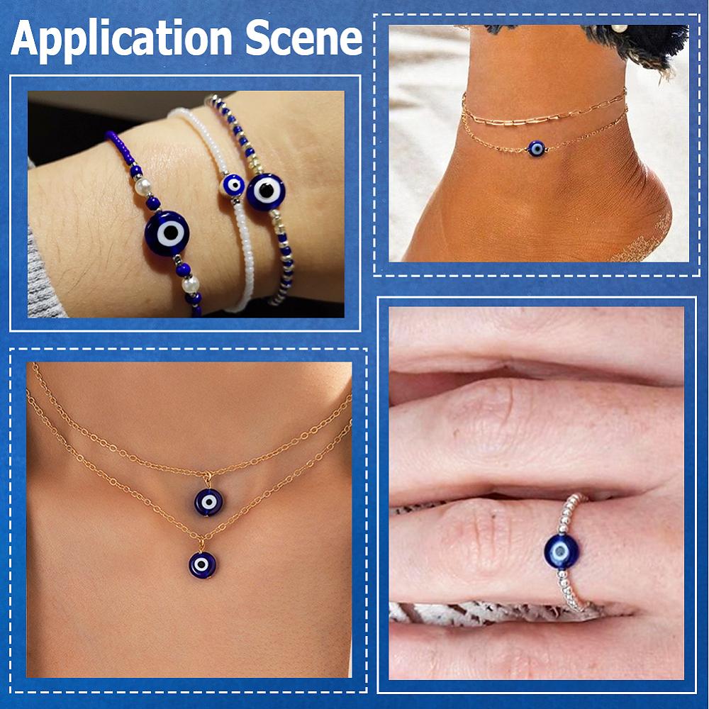 Handmade Evil Eye Lampwork Beads Strands Flat Round Blue 6x3mm Hole: 1mm about 65pcs/strand 13.98''(35.5cm)