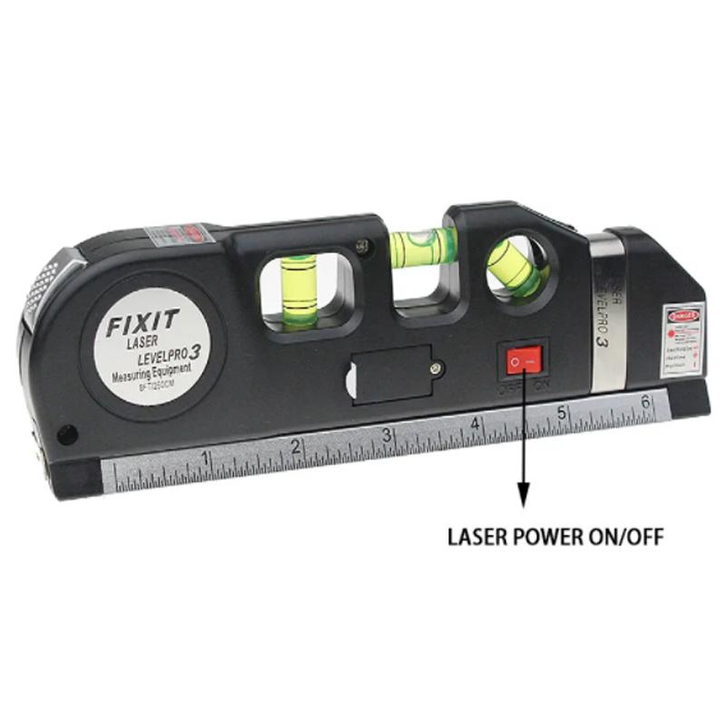 Лазерный уровень Многоцелевой линейный лазерный нивелир Инструмент Перекрестные лазеры со стандартной рулеткой 8 футов 2,5 м и метрическими линейками
