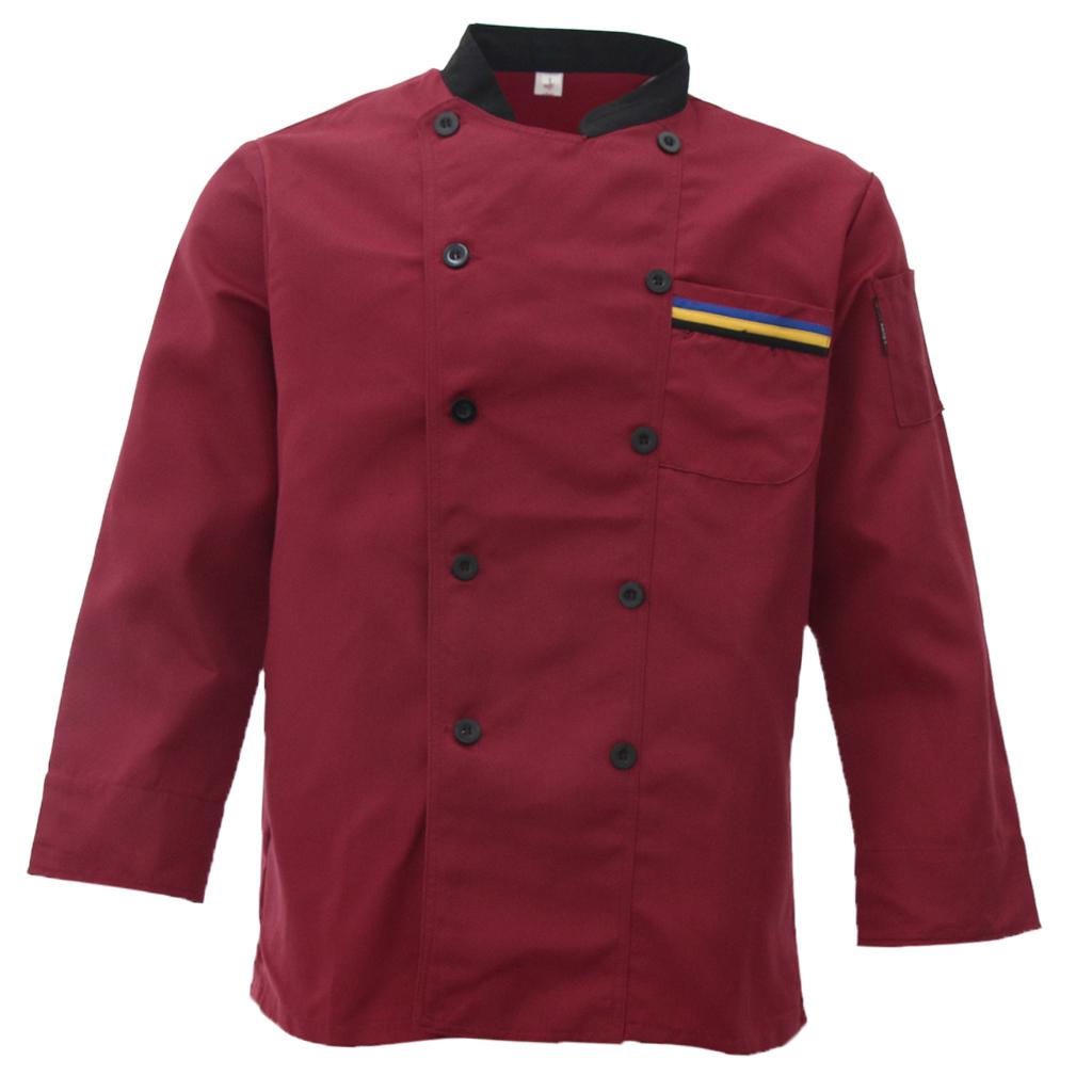 Унисекс поварская форма с длинным рукавом двубортный мужской женский поварской халат красный XL