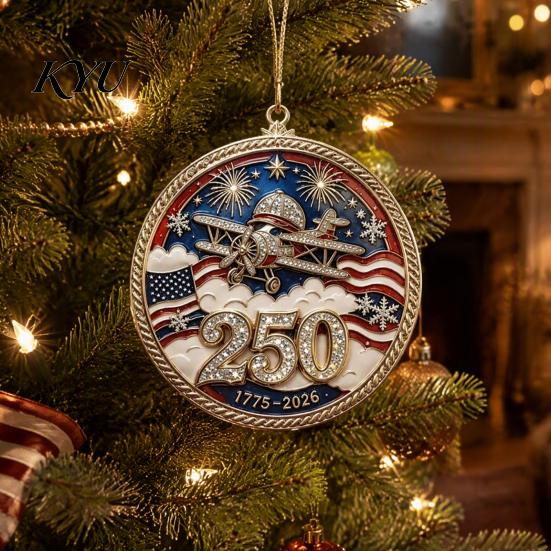 250th Anniversary Commemorative Gift 250 USA Christmas Ornament, United States 1776-2026 Tree Patriotic Decor Keepsake, Acrylic Holiday Hanging