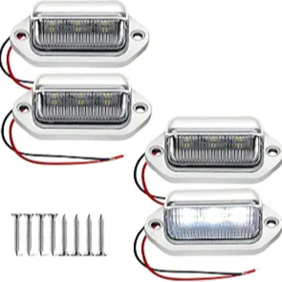 4 Pack LED License Plate Lights - 12V-24V Waterproof, For Truck SUV Trailer RV B