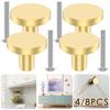 4/8pcs Antique Drawer Closet Knobs Solid Brass Round Shape Pull Handle Home Cupboard Decor Dresser Knob Single Hole Center