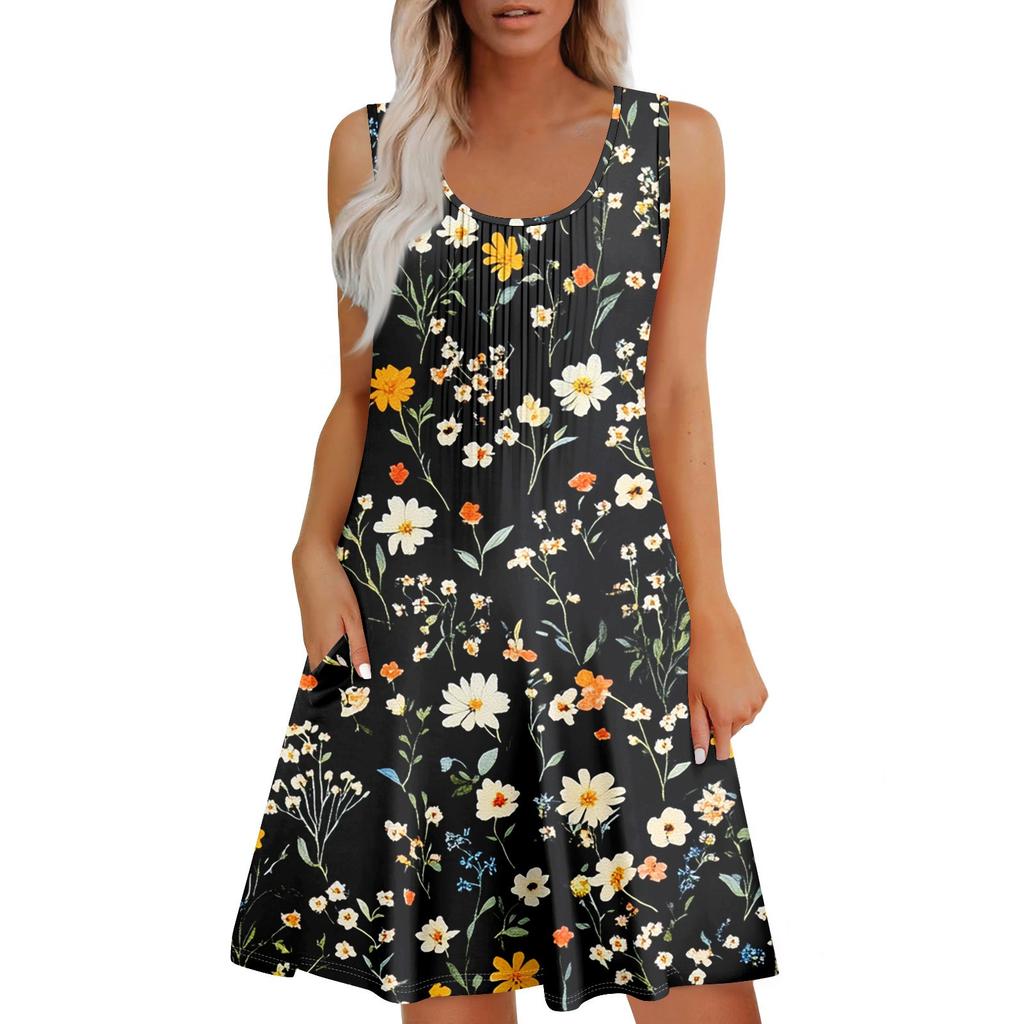 Женский повседневный сарафан с карманами, летнее пляжное платье в стиле бохо, праздничное платье для женщин, платья-майки