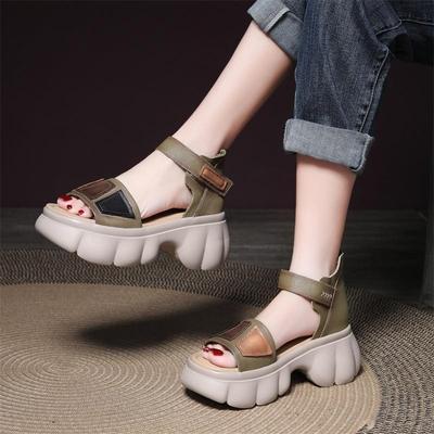 Модные римские походные сандалии на каблуке-каблуке