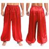 Мужские штаны для танца живота S-XXL Свободные атласные шаровары Эластичный пояс для сценического выступления тематической вечеринки