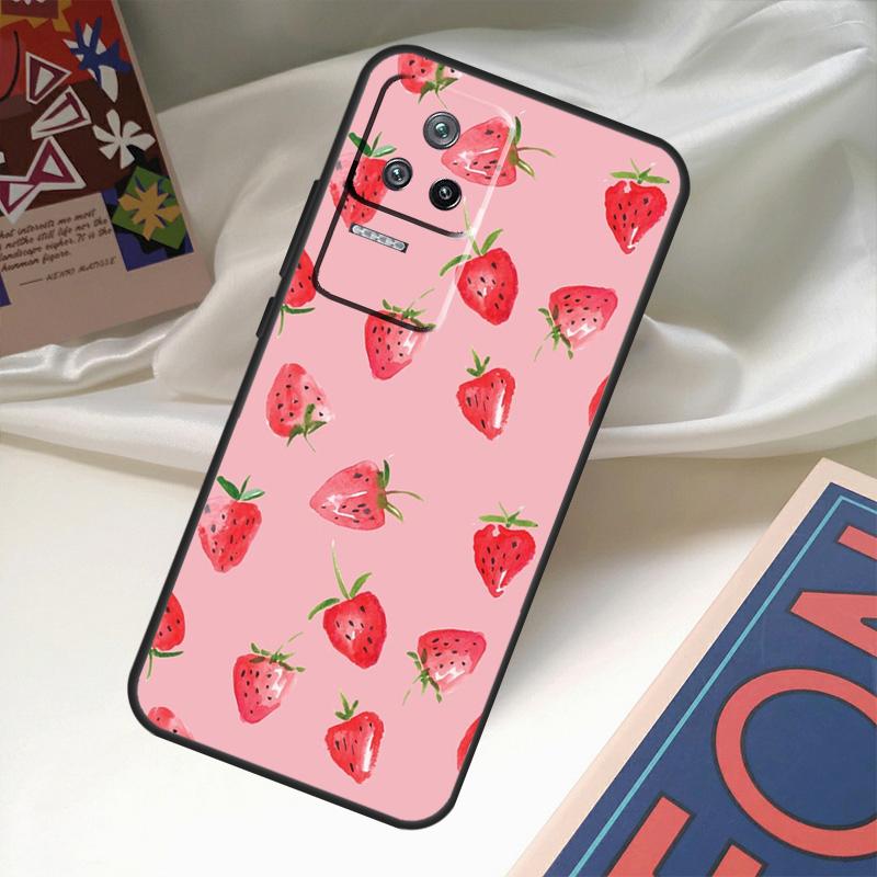 Cute Strawberry Case For POCO X6 Pro M6 X5 X3 M5s F3 F5 Xiaomi 14 Ultra 13 12 Lite 11T 12T 13T Pro Coque