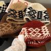 Winter Warm Knitted Hat for Women Retro Embroidered Blend Beanie Cap Unisex Ear Protection Winter Camping Hiking Caps