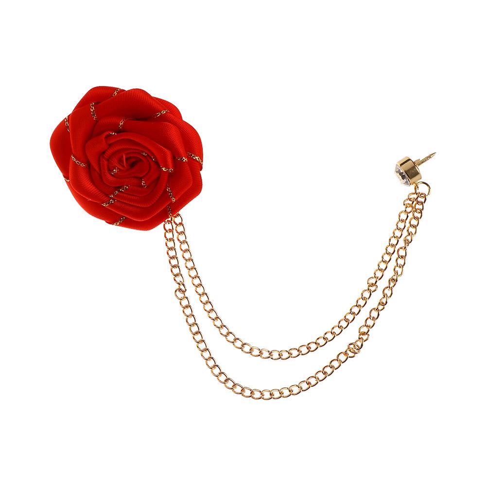 New Korean Chain Ribbon Flower Tassel Fabric Rose Brooch Lapel Pin Pin Suit Brooches