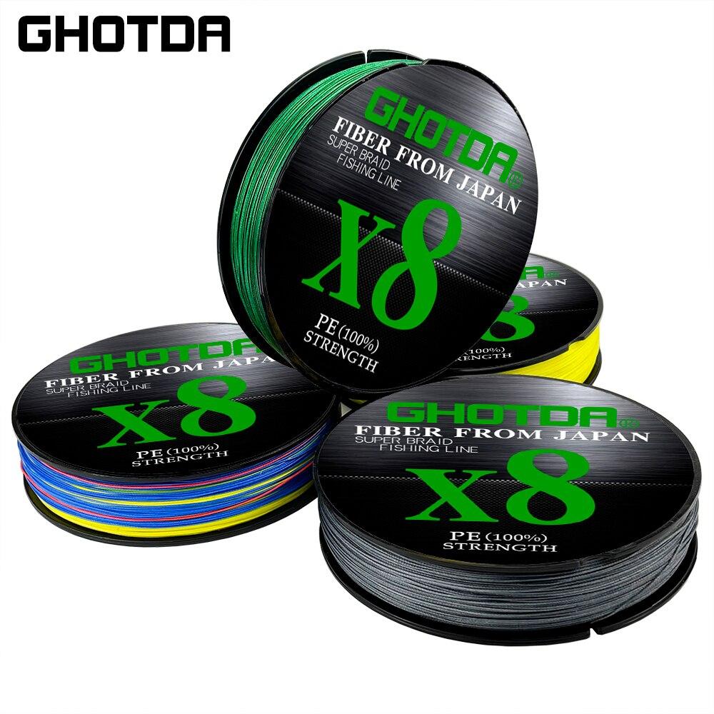 GHOTDA 8 нитей, 100 м, плетеная леска, гладкая полиэтиленовая проволока, диаметр 0,6–8,0 мм, диаметр 0,128–0,47 мм, прочность 13,2–78 фунтов.