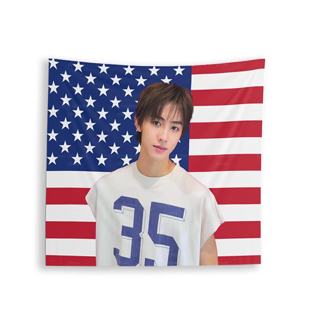Kpop Cortis Seonghyeon Гобелен с флагом Америки Настенный гобелен для помещений Декор комнаты Домашнее настенное искусство Подарок для фанатов Kpop Cortis Мерч