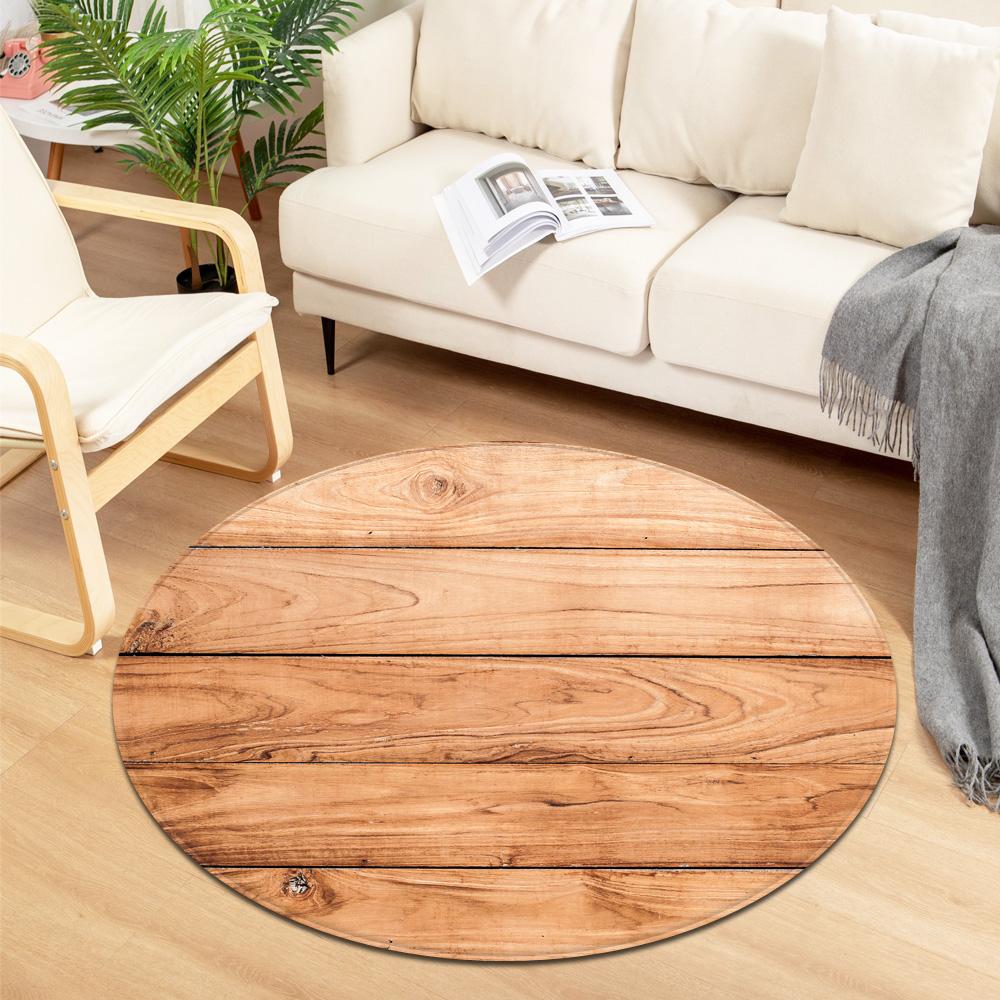 Круглый ковер с деревянным узором для дома, гостиной, спальни, кухни, ванной комнаты, украшения пола, противоскользящий ковер