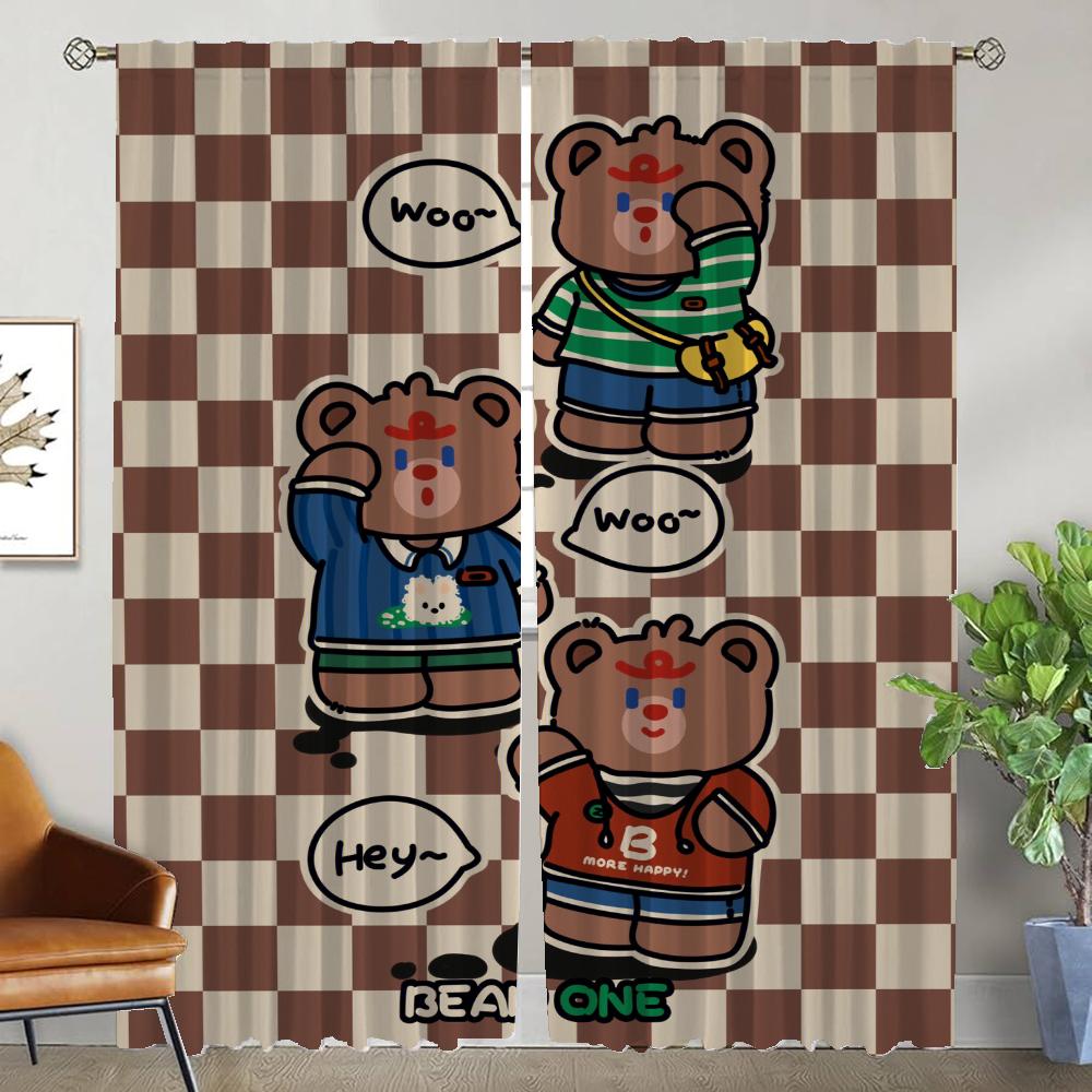 Кухонные шторы для Camera Bear, современные шторы для гостиной, 2 шт., тюль для спальни, затемняющие шторы, детские шторы