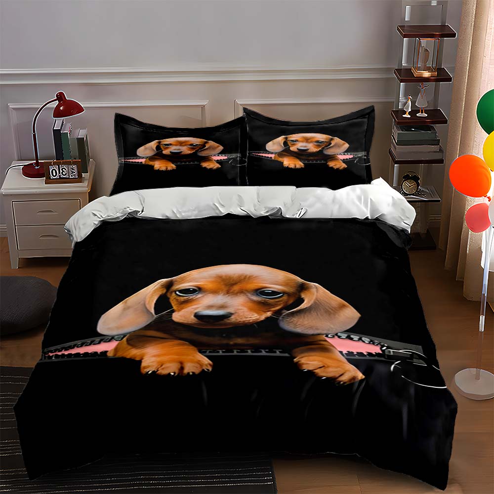 Dachshund zipper design. Bedding Duvet cover sets Duvet covers Pillowcases gifts (1 * Duvet Cover 2 * Pillowcases, without duvet insert)
