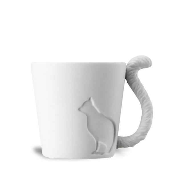 Cat Ceramic Mug with Animal's Tail Handle