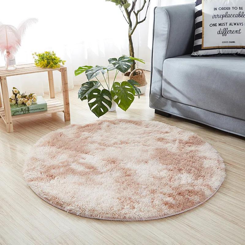 Plush Round Carpet Fluffy Soft Shaggy Rug For Bedroom Chair Mat Bathroom Mat Cute Girl Room Beside Mat 23 Colors Home Decoration