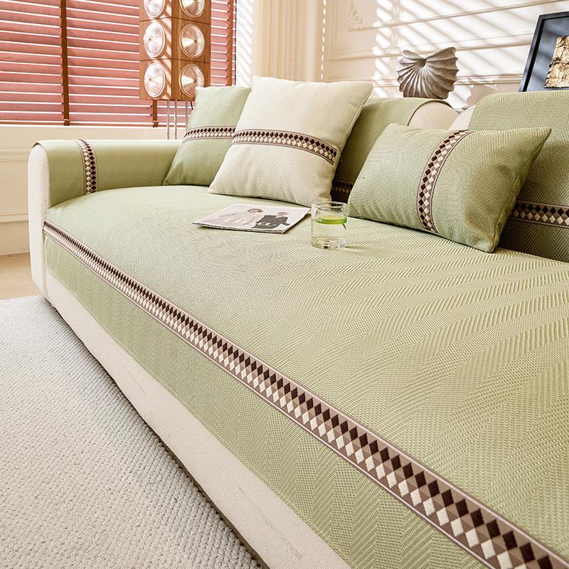 Summer New Cool Sofa Cushion Light Luxury High-End Straight Row One-Piece Combination Seat Cushion Cover Cloth Towel