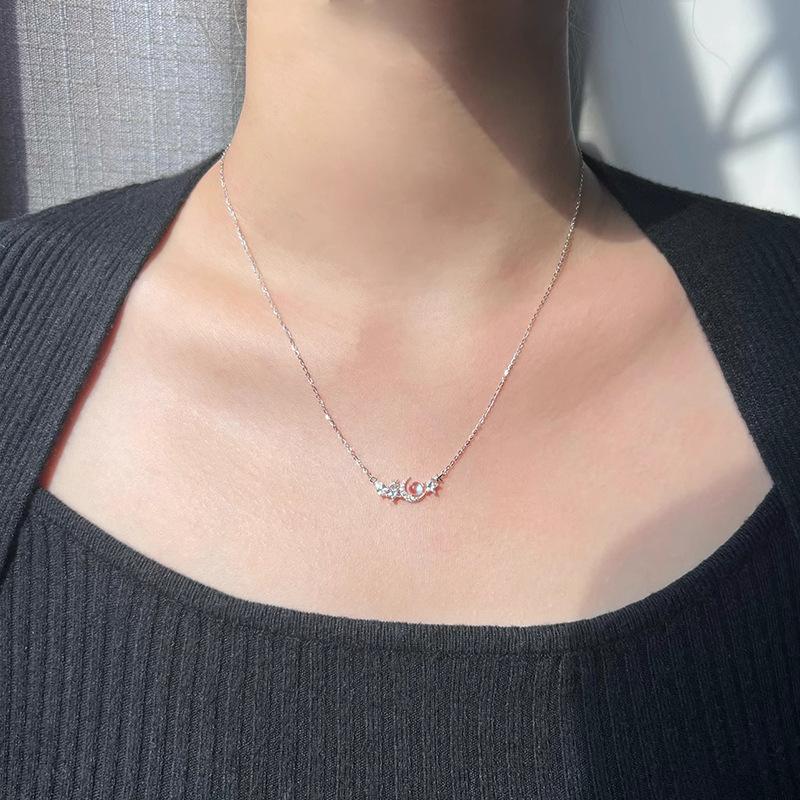 Korean Version of Temperament Symphony Star Moon Necklace Jewelry Women's Light Luxury Niche Star Zircon Stainless Steel Clavicle Chain