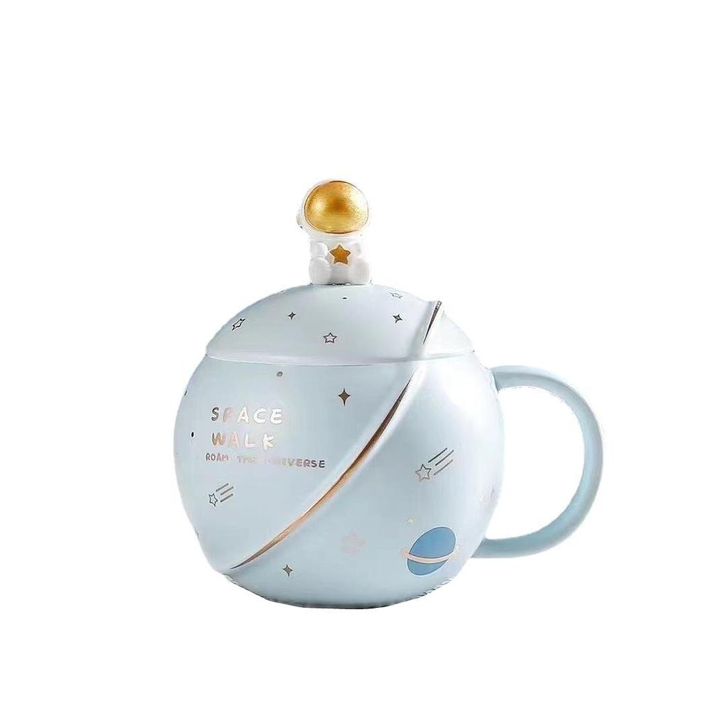 Planet Mug with Lid Coffee Cup Drinking Water Ceramic Oatmeal Cup Female Couple Water Cup Home Creative Breakfast Cup
